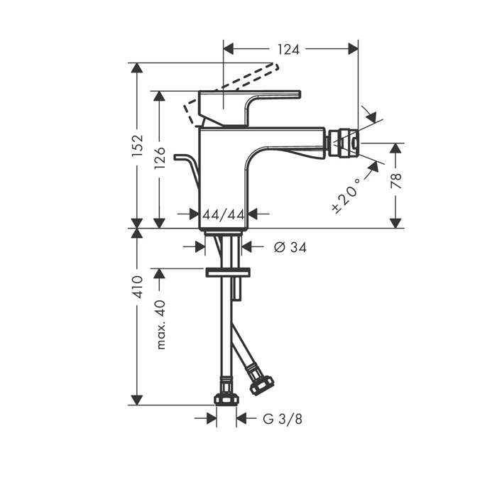 Hansgrohe Vernis Shap Blen Смеситель для биде, однорычажный, с донным клапаном, цвет: матовый черный
