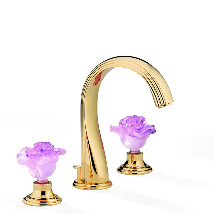 Смеситель для раковины THG Rose, 3 отв., цвет: золото