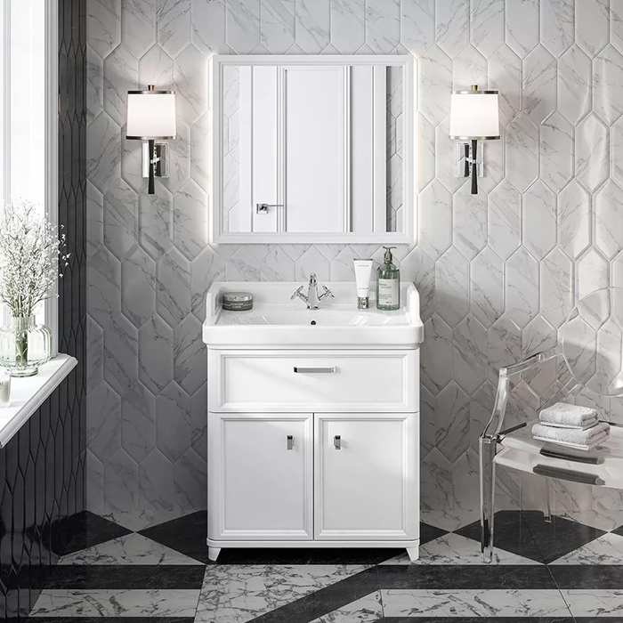 Kerama Marazzi Pompei Тумба напольная 80см, с 3 ящиками, цвет: белый глянцевый