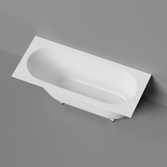 Salini Lofo Kit Ванна 168.8х74.2х59см, встраиваемая, Solid Surface, с донным клапаном, сифоном, ножками, слив-переливом, цвет: белый матовый