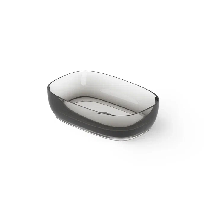 Dea Design Washbasins Раковина 55х36х14см, накладная, без отв., Glasstech, прозрачная смола, цвет: Smoky Black R4