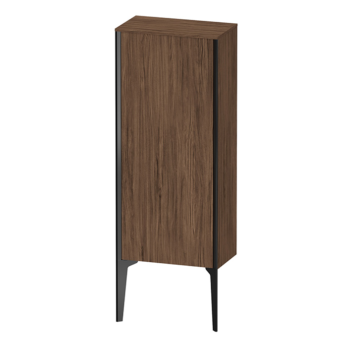 Шкаф подвесной Duravit XViu 40x24x89см, с 1 дверью, 2 стеклянными полками (петли слева), цвет: walnut dark/черный матовый