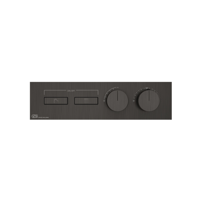Термостат для душа Gessi Hi-Fi, с включением до 2 источников одновременно, внешняя часть, цвет: Black Metal Brushed PVD