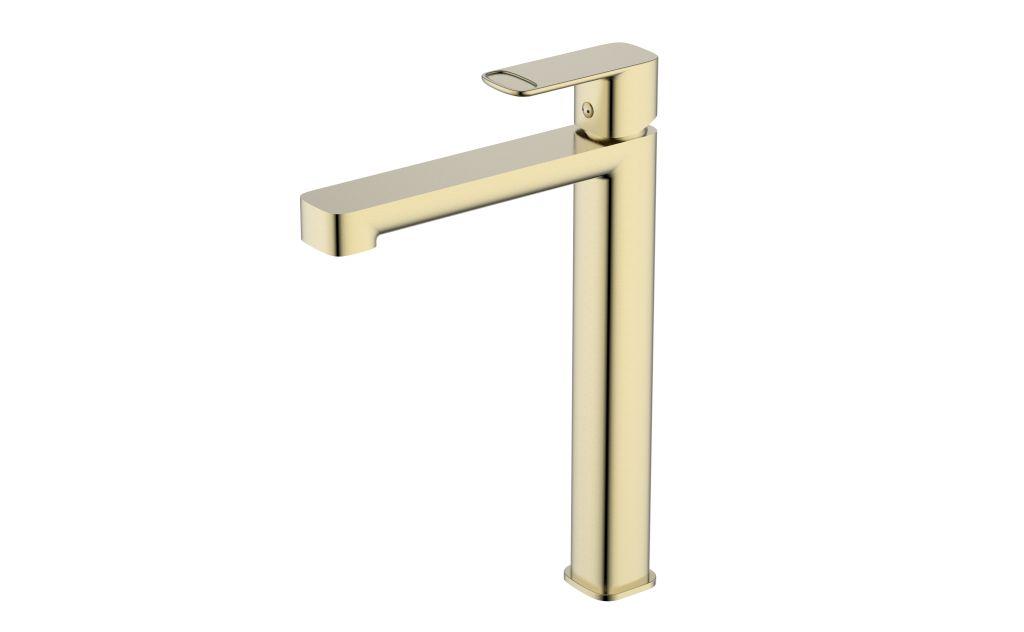 Смеситель для раковины AQUAme Parma, 245 мм, гладкий, подводка ½", Brushed золото — AQM6614BG