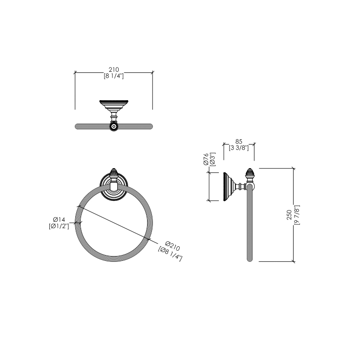 Devon&Devon Diamond Полотенцедержатель - кольцо 21см, подвесной, цвет: хром
