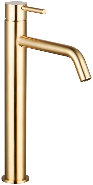 Смеситель для раковины AQUAme Siena, 210 мм, гладкий, подводка ½", Glossy золото — AQM6214GG