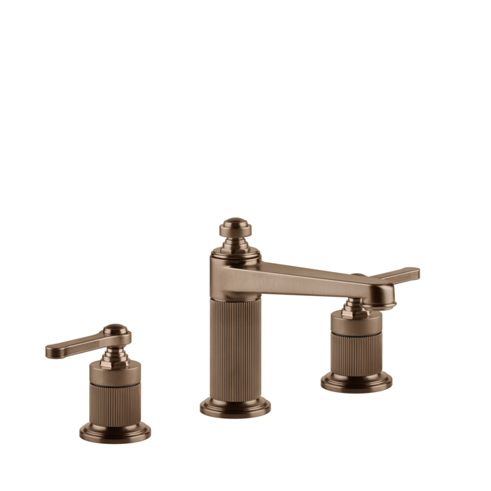 Смеситель для раковины Gessi Venti20, на 3 отв., высота излива 98 мм, с донным клапаном, цвет: Copper Brushed PVD