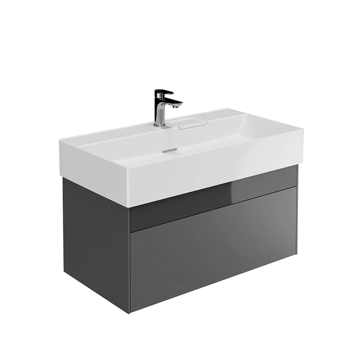 Kerama Marazzi Logica Тумба подвесная 86.8x46x40.3см, 2 ящика, цвет: стальной серый