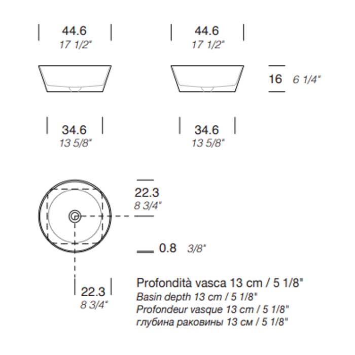 NOORTH milldue edition Раковина 44.6x16 см, без отв., накладная, цвет: белый
