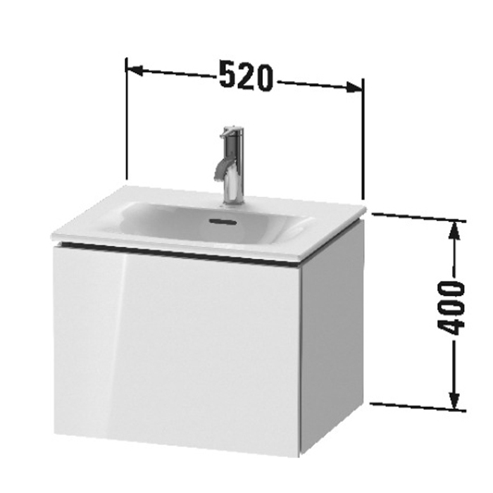 База Duravit L-Cube подвесная 52x42.1x40см с раковиной, 1 выдвижное отделение, цвет: глянцевый белый