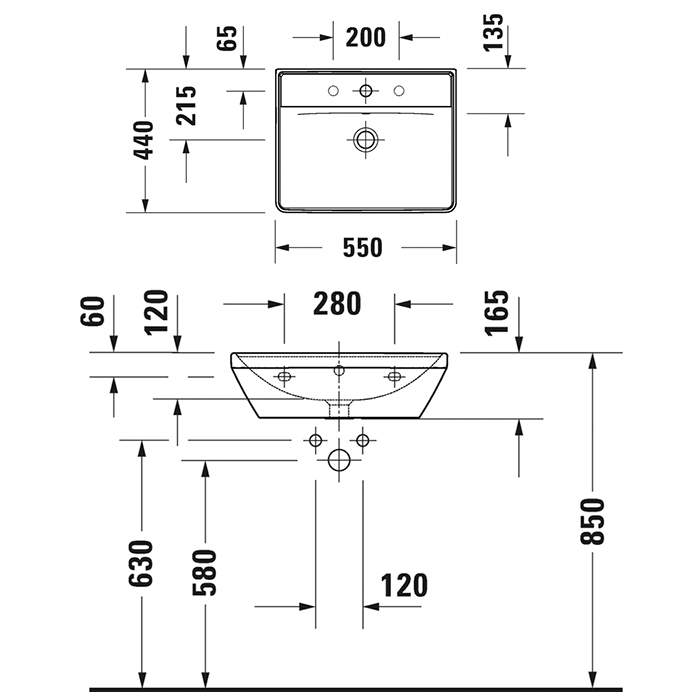 Duravit D-Neo Раковина накладная 55х44см, с переливом, с 1 отв., цвет: белый
