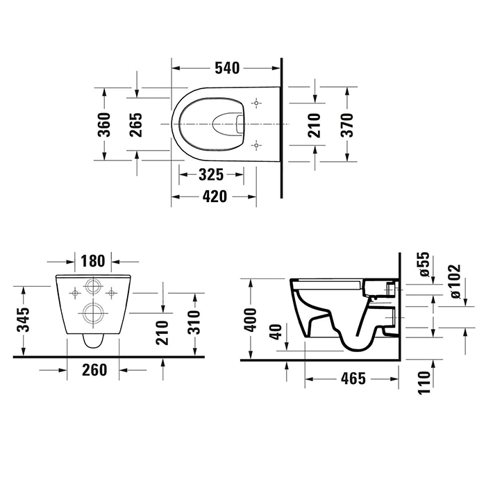 Duravit Soleil by Starck Унитаз 37х54см, подвесной, безободковый, Weiß Hochglanz, HyG, цвет: белый
