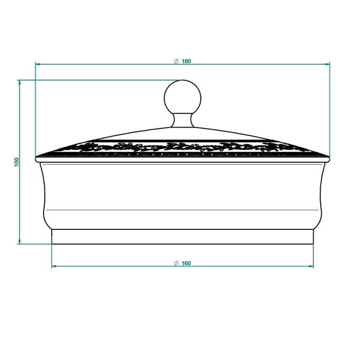 THG MARQUISE NOIR DECOR OR Китайская лакированная коробка с белой керамической крышкой Ø180 мм, big size, декор черный/золото, цвет: золото