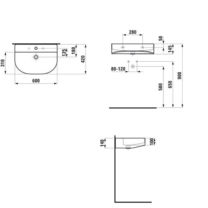 Laufen Sonar Раковина подвесная 60x42см, с 1 отв., цвет: белый