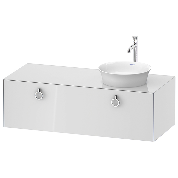 Duravit White Tulip Тумбочка подвесная 130x55х40.8см, раковина, 1 ящик с ручкой, цвет: белый высокоглянцевый