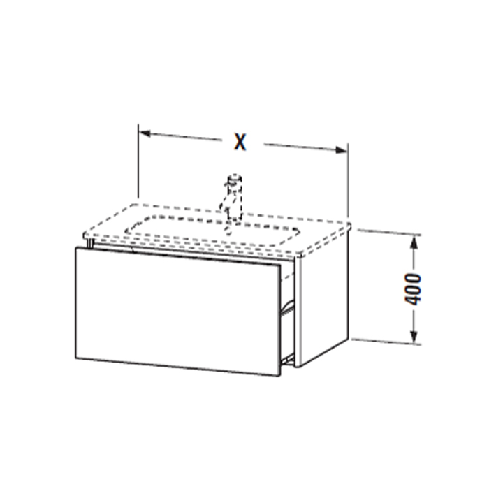 Тумба подвесная Duravit XSquare, 101х47.8х40см, с раковиной, с 1 выдв ящик, цвет: белый глянц
