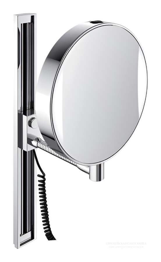 Зеркало косметическое Emco Prime, Ø202 × 400 мм, LED-подсветка, 3х/7х кратное увеличение, хром
