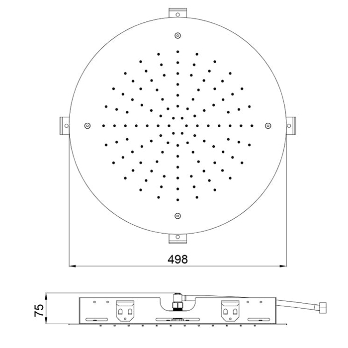 Верхний душ круглый Almar Round, 49.8см, нерж сталь, цвет: Gun Metal Brushed PVD