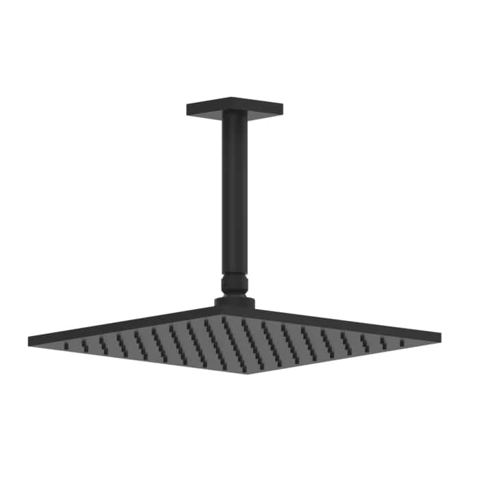 Потолочная душевая головка Gessi Rilievo на 1/2" 250x250 мм, длина изгот. под заказ (105 - 1855 мм), цвет: nero XL