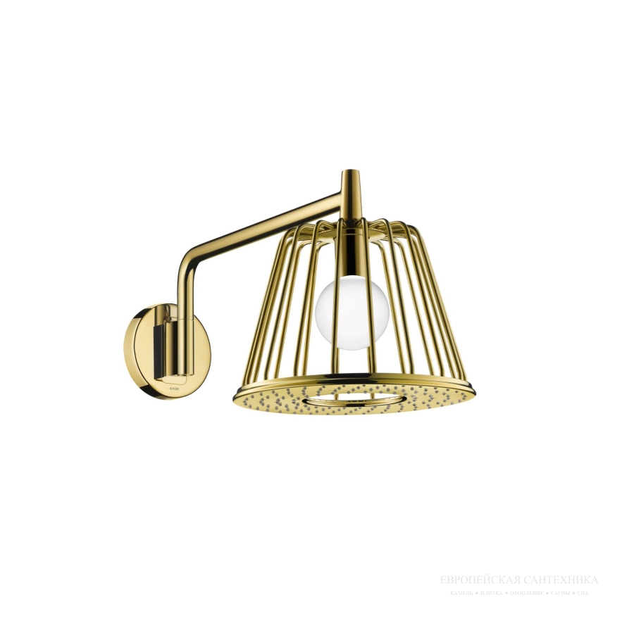 Верхний душ AXOR Shower 275 1jet, настенный c подсветкой LED, цвет: золото полированное
