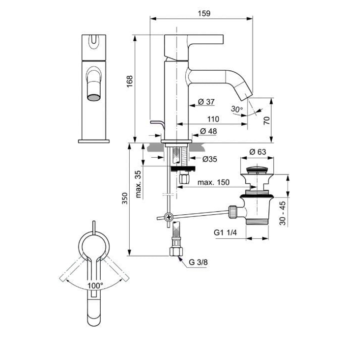 Ideal Standard Joy Смеситель для раковины, на 1 отв., с донным клапаном, цвет: хром