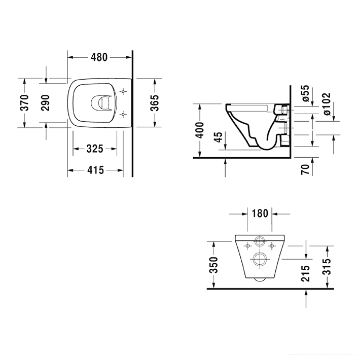 Duravit DuraStyle Унитаз 48x36.5 см, подвесной, compact, безободковый, цвет: белый