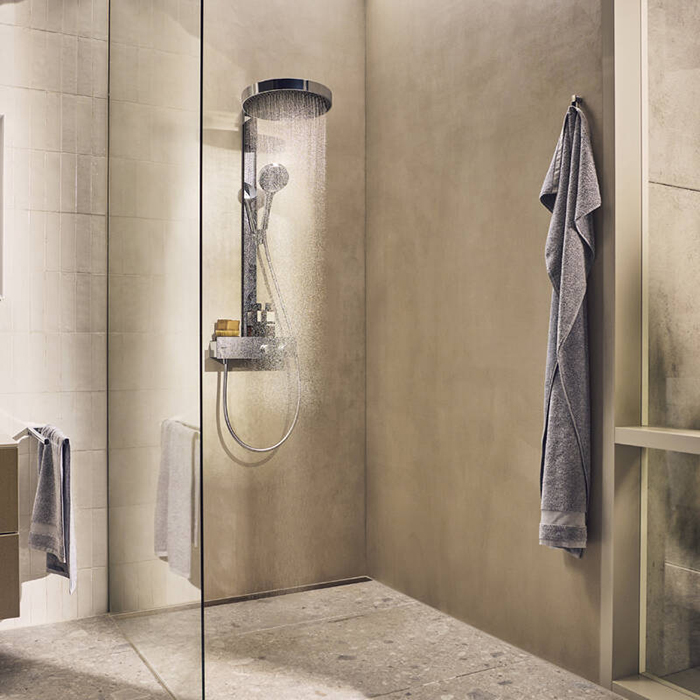 Hansgroh Rainfinity Душевая система с верхнем душем 36см, термостатическим смесителем, ручным душем и шлангом 160см, цвет: хром