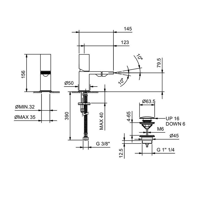 Fantini Milano Смеситель для биде, 1 отв., излив: 125 мм, цвет: Matt Gun Metal PVD