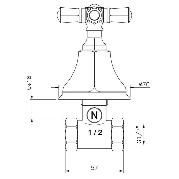 Nicolazzi Teide Вентиль запорный 1/2”, цвет: хром