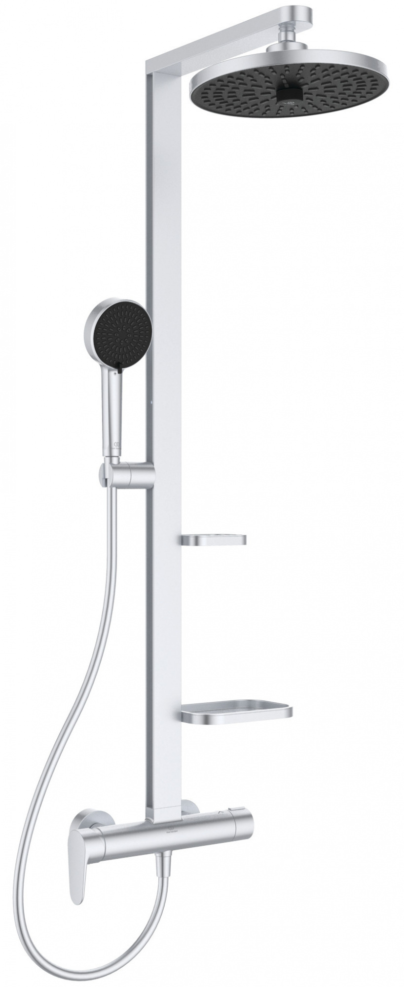 Душевая система Ideal Standard ALU+, для душа, HWTC, Ø260/100 мм, 2/2 режима, полки 130 и 208 мм — BD584SI